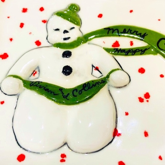 JN29-Vintage 1971 Personalized Holiday Snowman Plate - Picture 4 of 9